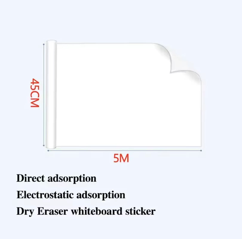 Width: 45CM Reusable Static Whiteboard Adheres to Walls without Damage Easy to Apply and Remove Dry Eraser White Board