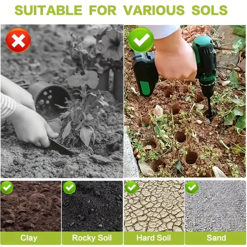 Garden Auger Spiral Drill Bit Gardening Flower Planter Earth Drill Planting Hole Digger Tool Loose Soil Drill Bit Accessories
