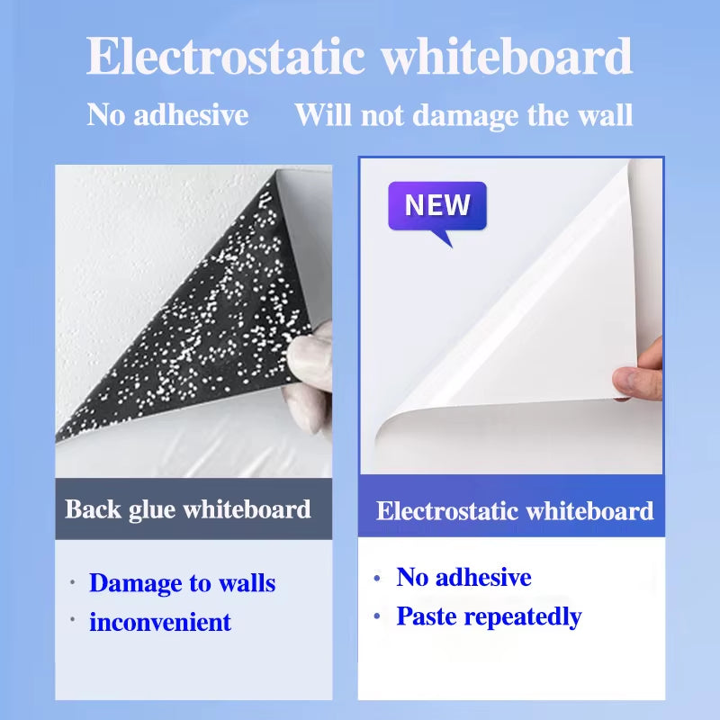 Width: 45CM Reusable Static Whiteboard Adheres to Walls without Damage Easy to Apply and Remove Dry Eraser White Board